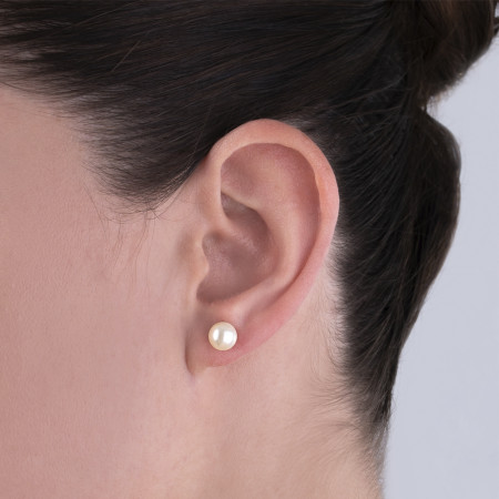 Brinco de Prata Pérola Shell "P" (tom amarelo)