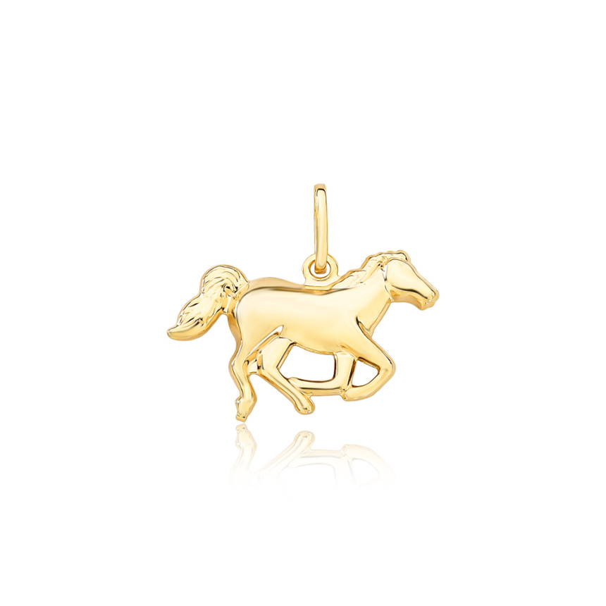 Pingente Cavalo Trotando Folheado a Ouro 18k