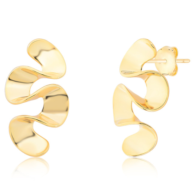 Brinco Efeito "S" Fita Lisa Folheado a Ouro 18k