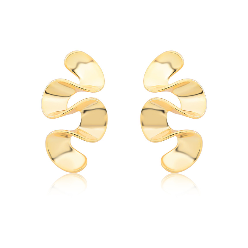 Brinco Efeito "S" Fita Lisa Folheado a Ouro 18k