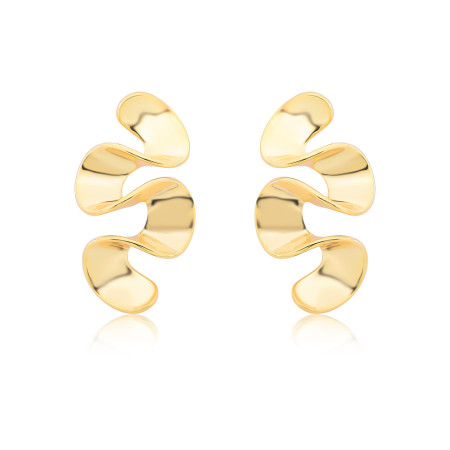 Brinco Efeito "S" Fita Lisa Folheado a Ouro 18k