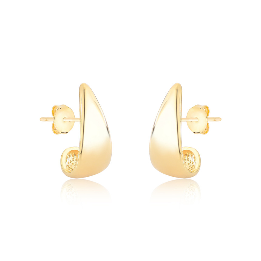 Brinco Gancho Gota Lisa Folheado a Ouro 18K
