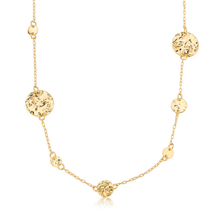 Gargantilha c/ Pingentes Fixos Redondos Melt Efeito "Amassado" Folheada a Ouro 18k