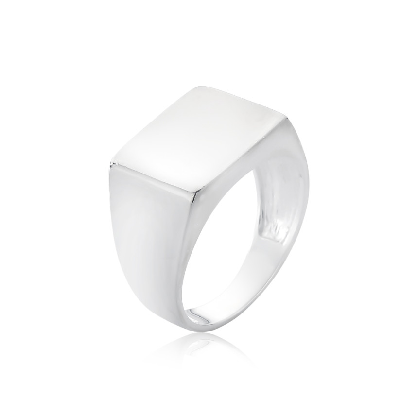 Anel Prata Masculino Retangular Liso