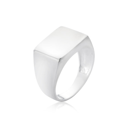 Anel Prata Masculino Retangular Liso