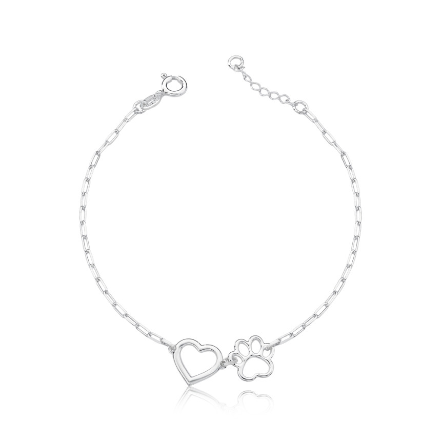 Pulseira Prata Cartier Coração e Patinha Vazados