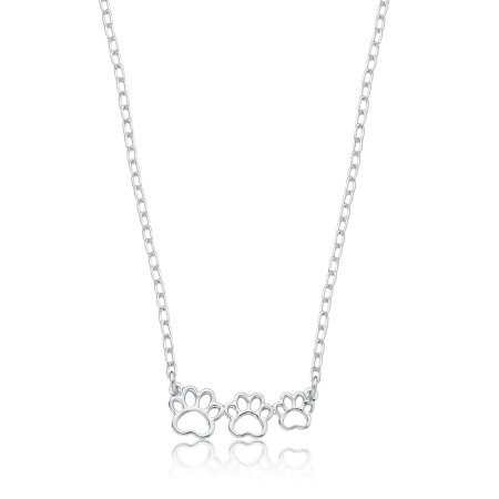 Gargantilha Prata Cartierzinha c/ 3 Patinhas Vazadas