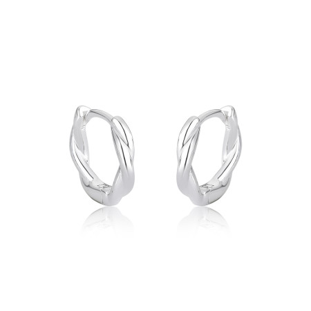 Argola Prata Click Lisa 2 Fios Trançados 12mm