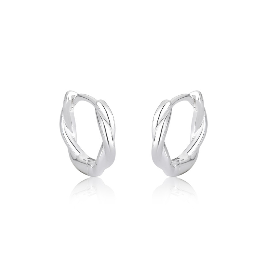 Argola Prata Click Lisa 2 Fios Trançados 12mm