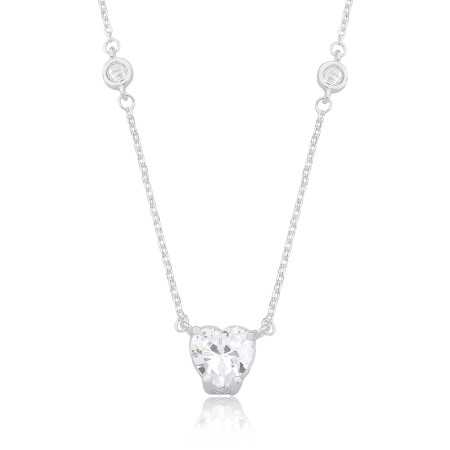 Gargantilha Prata Cartierzinha Zircônia Coração c/ Pontos Luz