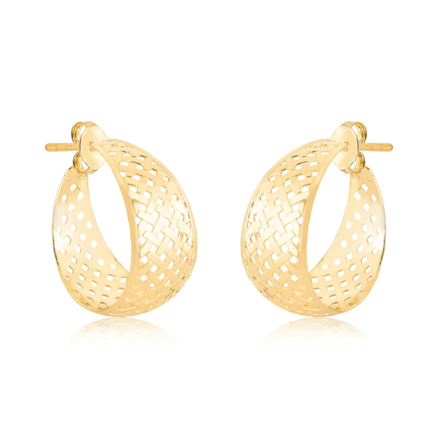 Argola Click Bojuda Vazada c/ Trança 30mm Folheada a Ouro 18k