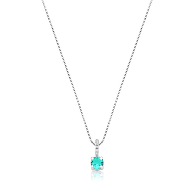 Conjunto Prata c/ Zircônia Redonda Turmalina c/ Ponto Luz