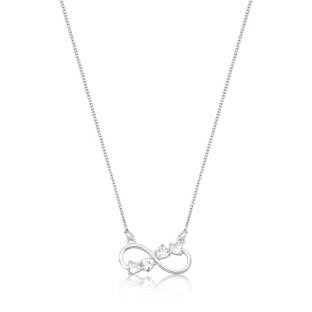Gargantilha Prata Veneziana Infinito Liso c/ 4 Zircônias