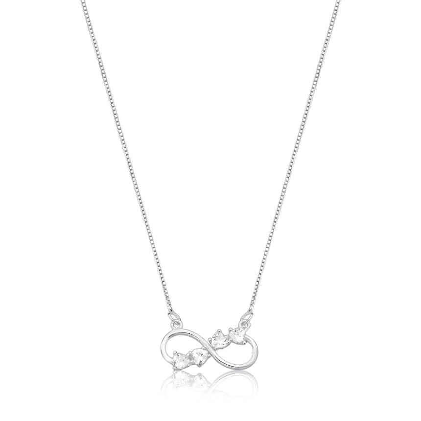 Gargantilha Prata Veneziana Infinito Liso c/ 4 Zircônias