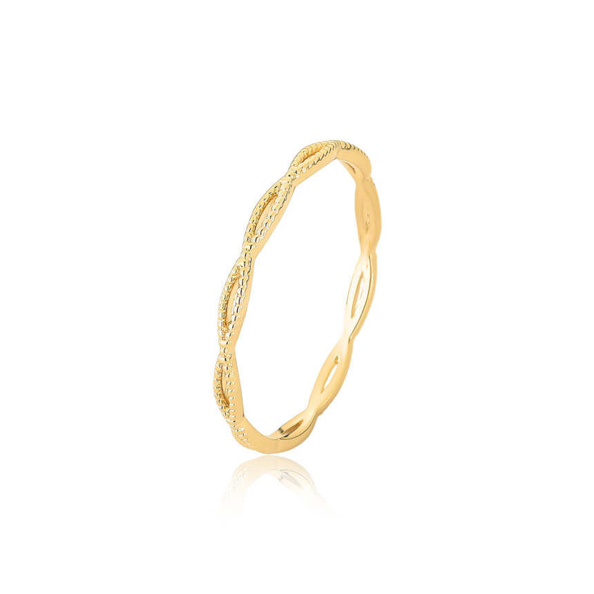 Anel Skinny Trançado Folheado a Ouro 18k