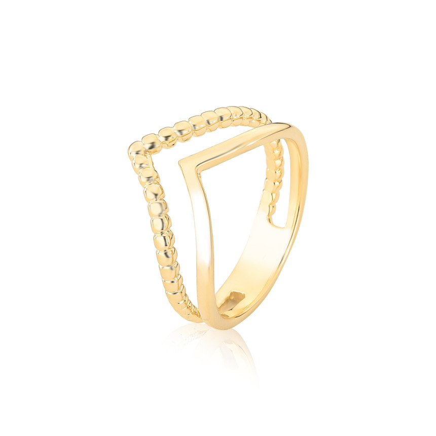 Anel Duplo "Gaivota" Folheado a Ouro 18k