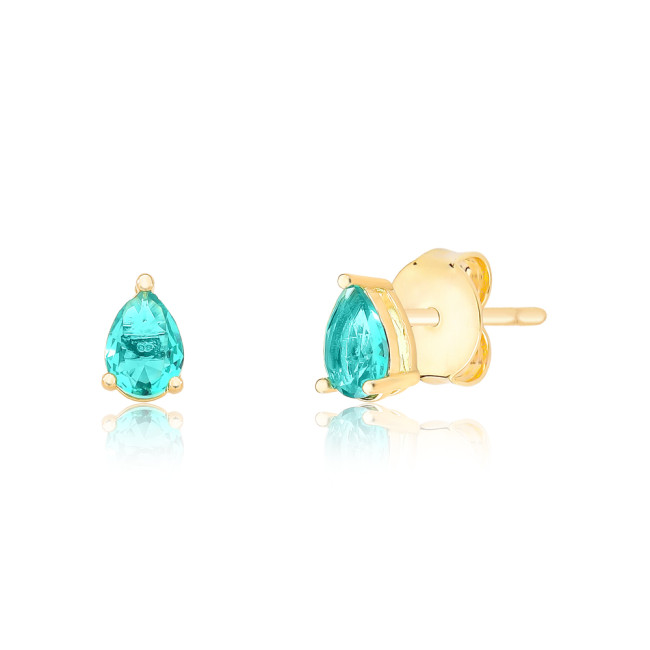Conjunto Gota Zircônia Turmalina Folheado a Ouro 18K