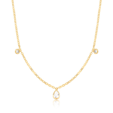 Choker Cartierzinha c/ Ponto Luz Gota e Redondo Folheada a Ouro 18k