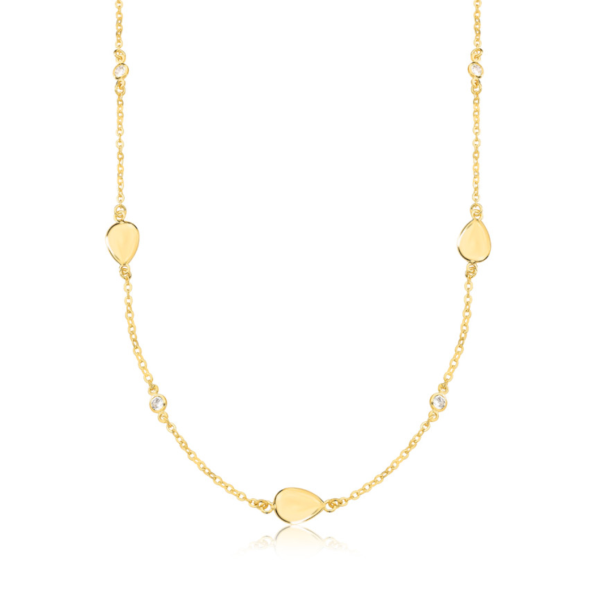 Gargantilha Cartierzinha  c/ Gotas Lisas e Ponto Luz Folheada a Ouro 18k