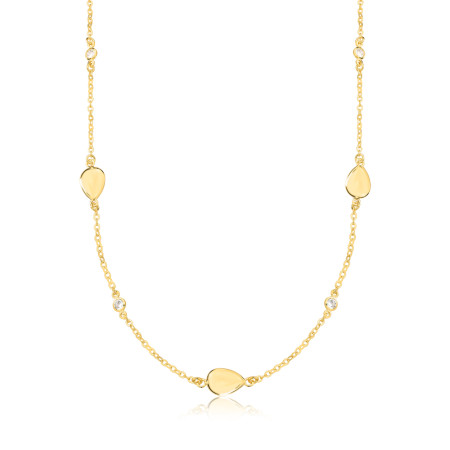 Gargantilha Cartierzinha  c/ Gotas Lisas e Ponto Luz Folheada a Ouro 18k