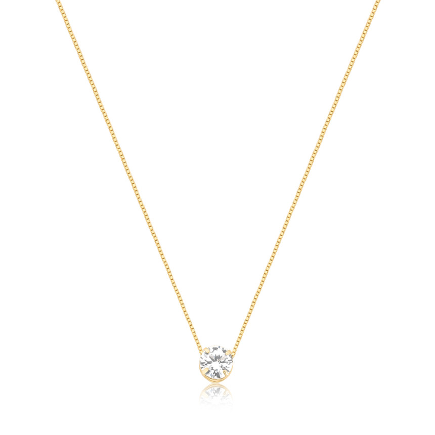 Gargantilha Zircônia Ponto Luz 5mm Ouro 10K