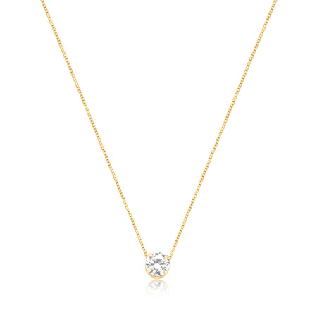 Gargantilha Zircônia Ponto Luz 5mm Ouro 10K