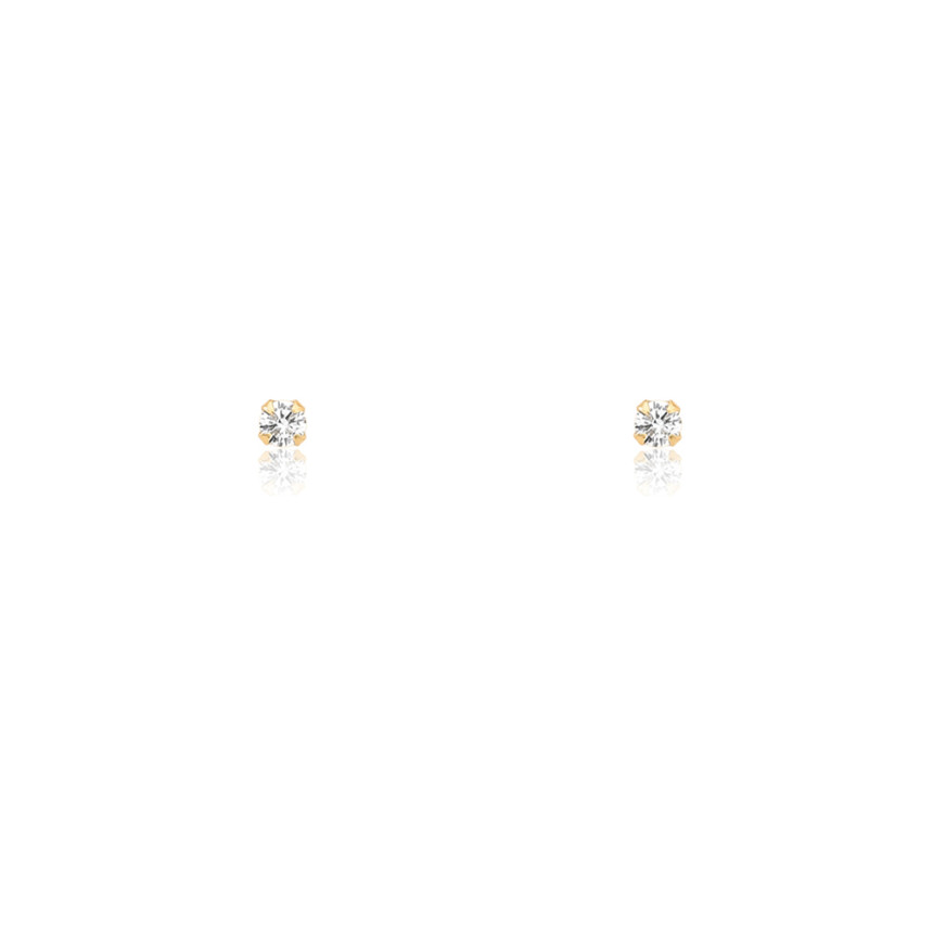 Brinco de Ouro 18k Infantil Zircônia 2mm Baby