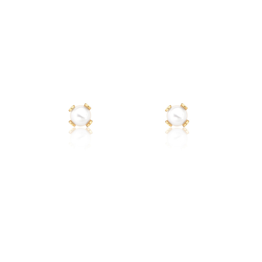 Brinco de Ouro 18k Infantil Pérola 2,5mm Baby