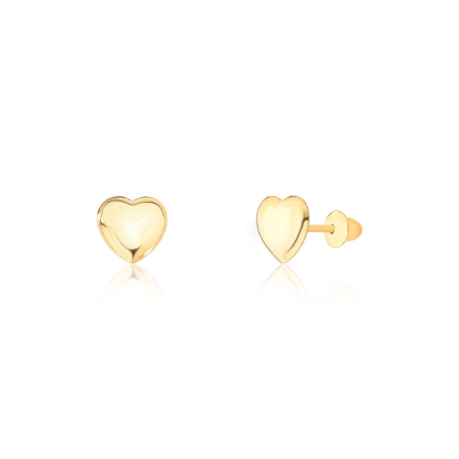 Brinco de Ouro 18k Infantil Coração Liso 6mm Baby