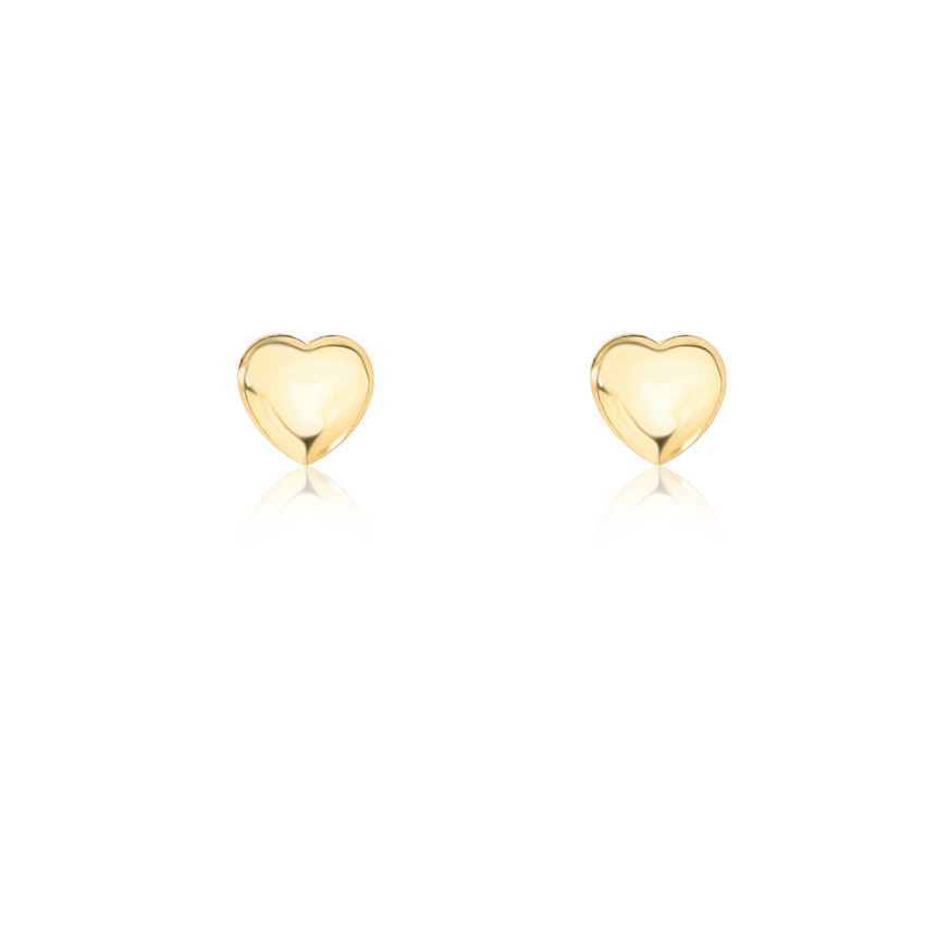 Brinco de Ouro 18k Infantil Coração Liso 6mm Baby