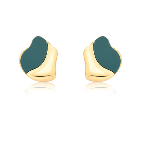 Brinco Fixo Orgânico Melt c/ Acrílico Aspen Green Folheado a Ouro 18K