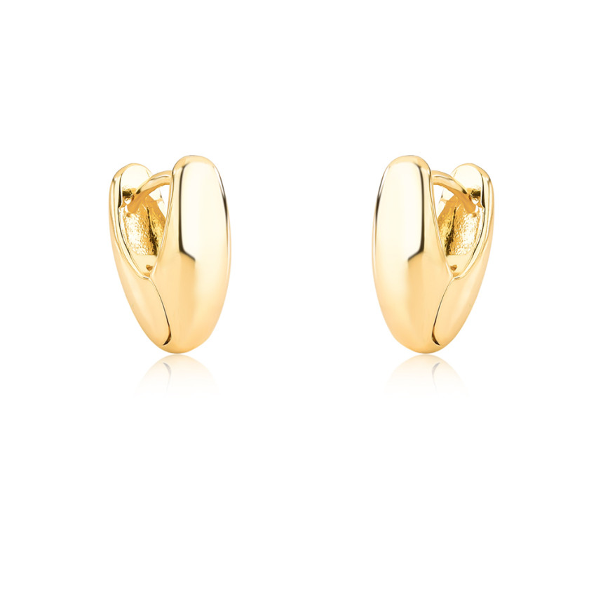 Argola Click Formato "V" Liso 15mm Folheada a Ouro 18k