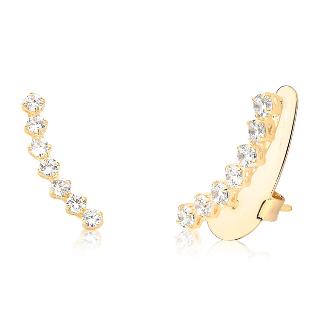 Brinco Ear Cuff 7 Zircônias Redondas Folheado a Ouro 18k