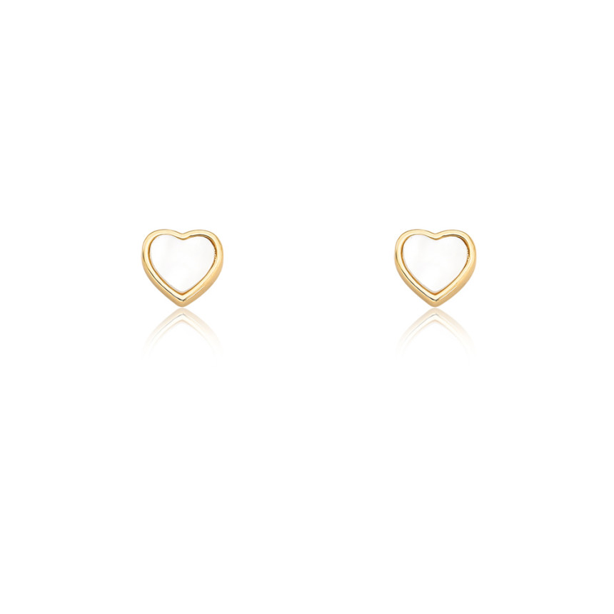 Brinco Infantil Coração Madrepérola Baby Folheado a Ouro 18k