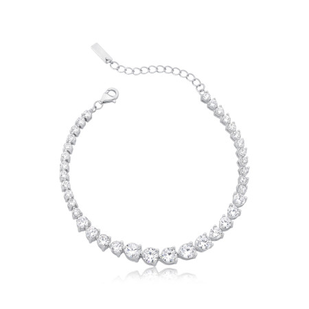 Pulseira Prata c/ Ródio Cartierzinha Riviera Zircônias Decrescentes