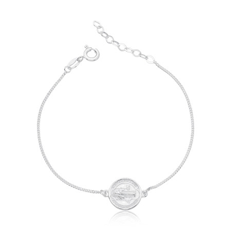 Pulseira Prata Grumezinha Medalha São Bento