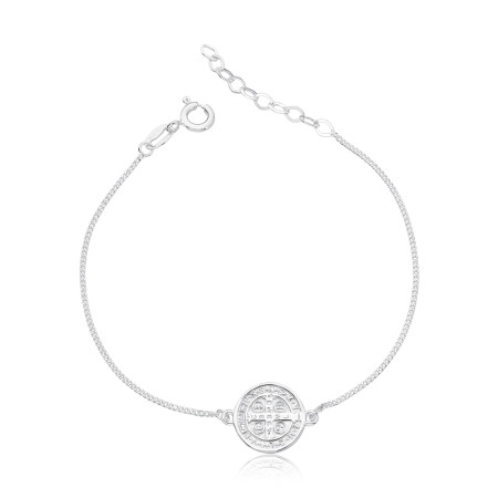 Pulseira Prata Grumezinha Medalha São Bento