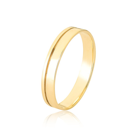 Aliança de Casamento Ouro 10K c/ Friso Liso Lateral / 3,6mm (Valor da unidade)