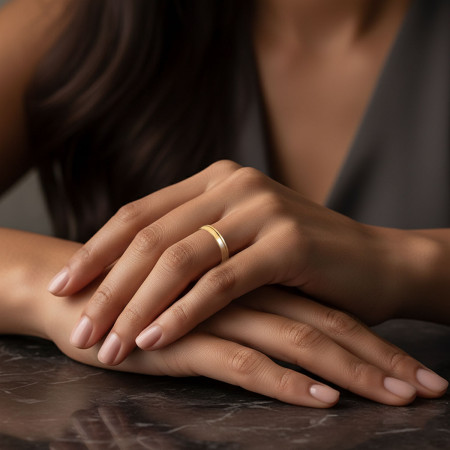 Aliança de Casamento Ouro 10K c/ Friso Liso Lateral / 3,6mm (Valor da unidade)