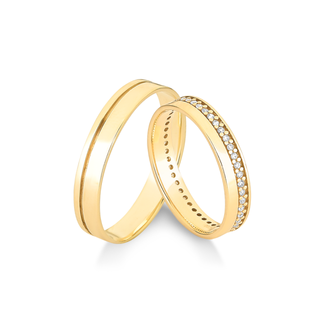 Aliança de Casamento Ouro 10K c/ Friso Liso Lateral / 3,6mm (Valor da unidade)