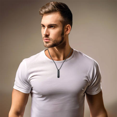 Corrente Aço Black Rosso Veneziana c/ Placa Lisa  60cm