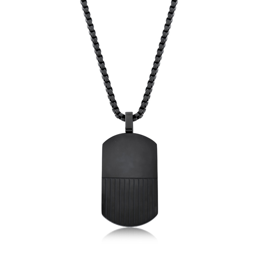 Corrente Aço Black Rosso Veneziana c/ Placa 22x47mm Frente e Trás Trabalhada