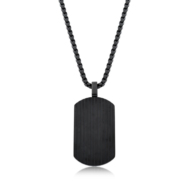 Corrente Aço Black Rosso Veneziana c/ Placa 22x47mm Frente e Trás Trabalhada