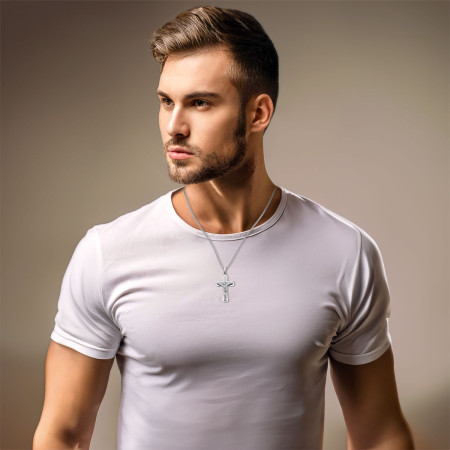 Corrente Aço Rosso Grumet Crucifixo 3,8x2,3cm c/ Cristo