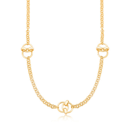 Gargantilha Dupla Portuguesinha c/ Elos Lisos Folheada a Ouro 18k