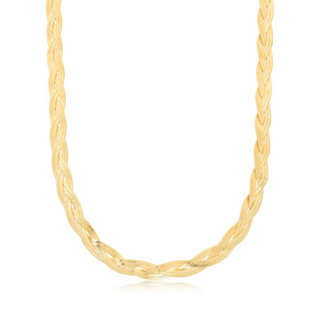 Corrente Fita Trançada 3 Fios 40cm Folheado a Ouro 18k