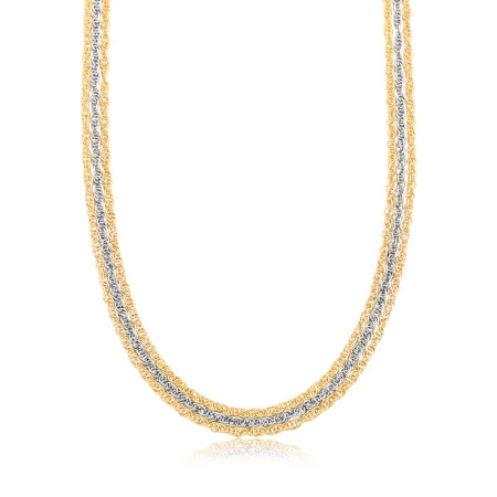 Corrente Tripla Singapura 40cm Folheado a Ouro 18k