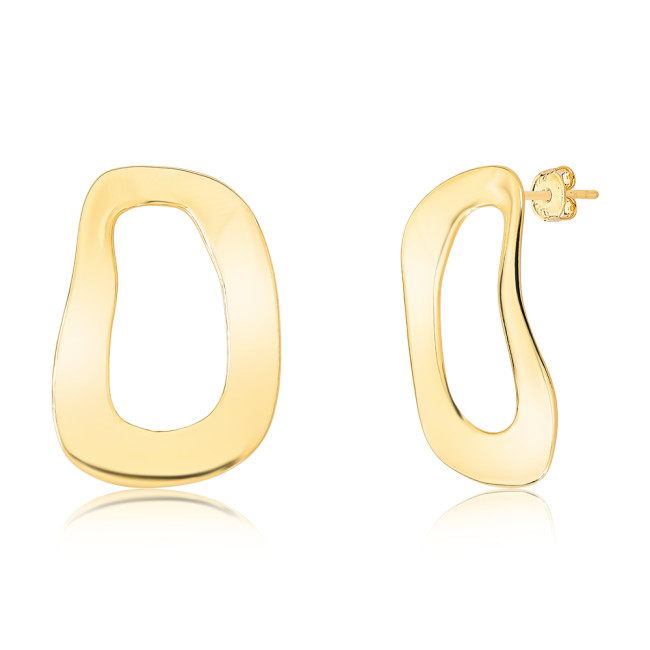 Brinco Retangular Melt Efeito "Amassado" Folheado a Ouro 18k