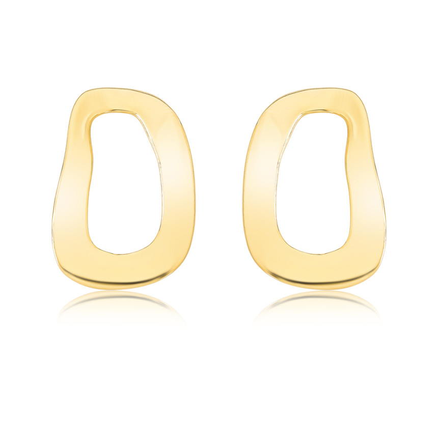 Brinco Retangular Melt Efeito "Amassado" Folheado a Ouro 18k