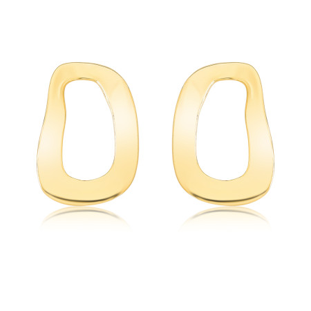 Brinco Retangular Melt Efeito "Amassado" Folheado a Ouro 18k